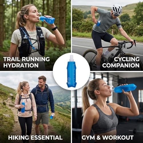 Image of CartHome Running Water Bottle, Collapsible 500ml Soft Flask for Trail Running, Hiking and Outdoor Sports Hydration