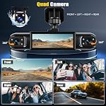 360° 4 Canal Dash Cam avant et arrière à l'intérieur à gauche droite,3.16 1 cm 1080P Caméra Dash pour Voitures Caméra de voiture avec IR Vision nocturne, enregistrement en boucle, assistance au stationnement,24H Moniteur de stationnement