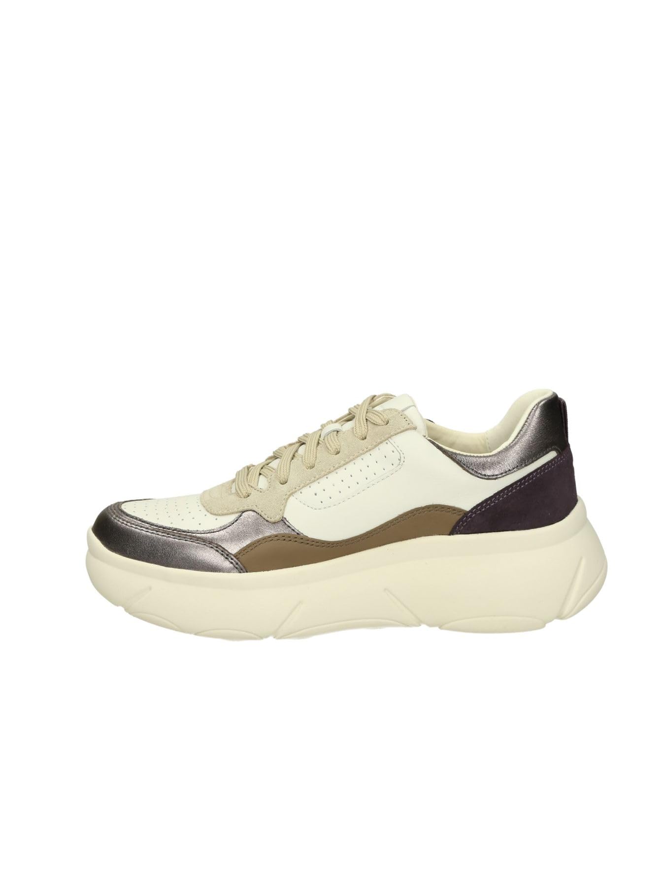 Geox Women's D Nebula 2.0 X B Trainers, White Dk Silver, 7.5 UK