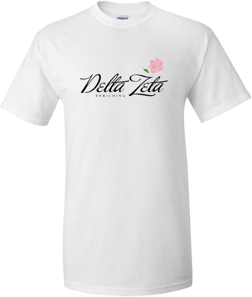 Delta Zeta - Delta Zeta (Front) Rose (Back) - Standard T-Shirt (Large, White)