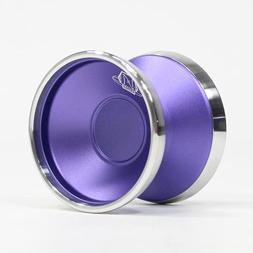 yoyofriends Nucleon Yoyo - 7068 Aluminio con llantas de acero inoxidable - YoYo bimetálico (morado con anillos crudos)