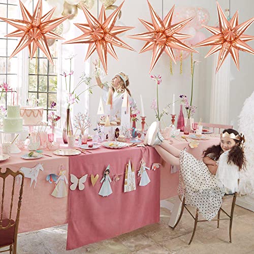 50Pcs Rose Gold Star Balloons Mylar, Rose Gold Spike Explosion Star Foil Balloons Metallic, Rose Gold Starburst Cone Point Star Balloons For Bachelorette, Valentines, Birthaday, Wedding Decorations #TOP3