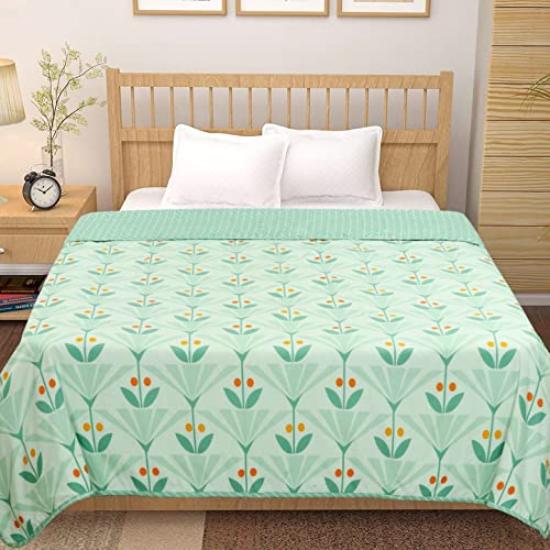 Image of HOMEKART Cotton Super Soft Brushed Microfiber 2 Layer Breathable Single Bed Blanket Lightweight Summer | AC | All Season Flannel Light Green 84X96(Inches) 220 X 152(CM)