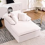 A ALFRESCOOL Sofá chaise longue de 48 pulgadas de alto, sofá con función de dormir, sofá sin hueso, sillón cama, cómodo sofá reclinable para leer con amplios reposabrazos y sin instalación (blanco)