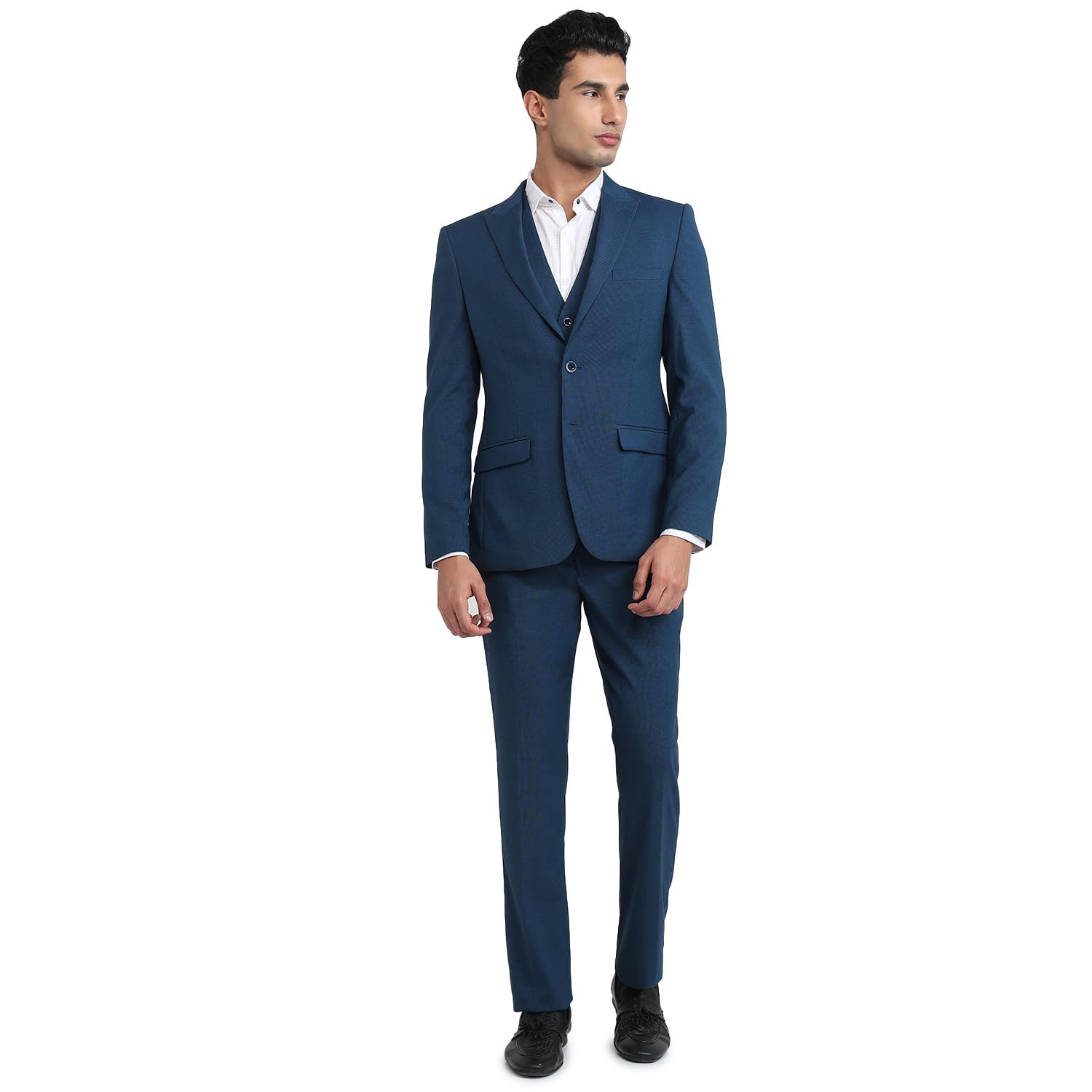 park avenue Men Regular Fit Dobby Pattern Terylene Rayon Spandex Blend Peak Lapel Full Sleeve Festive Suit-picture-46