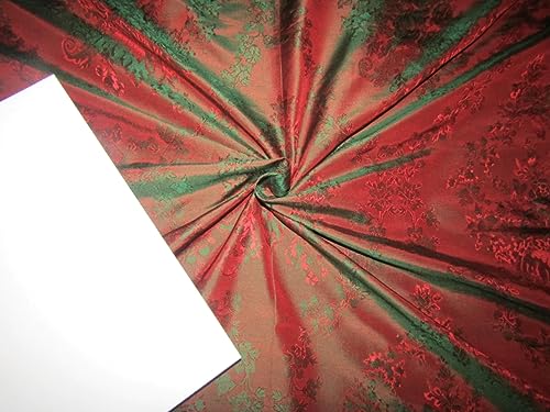 Taffetas de soie rouge vert jacquard haut de gamme pour haute couture