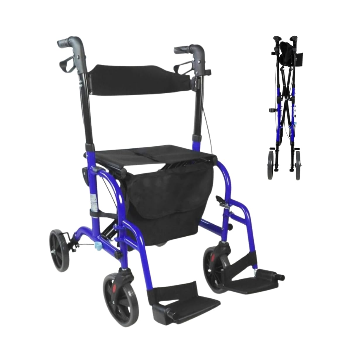 Mobiclinic, Picasso, Walker and Wheelchair for Seniors, 2 in 1, Walking Frame for Seniors and Handicapped, Brakes on The Handles, Adjustable Height, Foldable, Basket and Seat