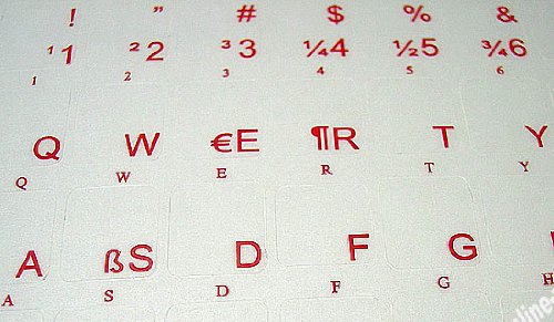 Calcomanía para Teclado Rojo Letras Fondo Transparente miniatura 3