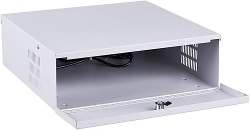Kenuco Caja de seguridad blanca resistente de acero calibre 16 DVR con ventilador (WH 18 '' X 18 '' X 5 '')