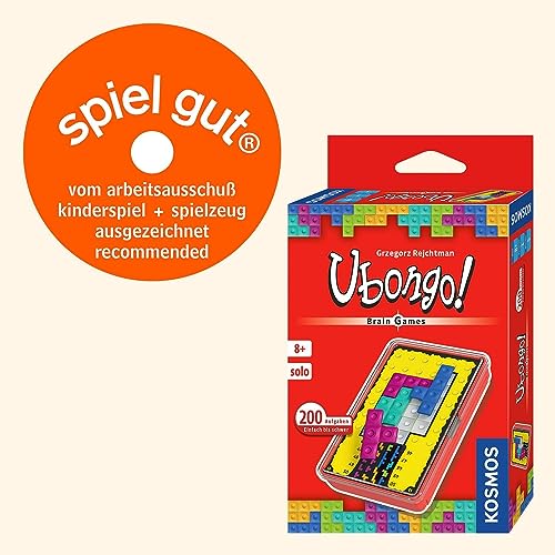 KOSMOS 695248 Ubongo! Brain Games, Knobel-Spaß für 1 Person, Gehirn-Jogging mit 200 Aufgaben, Verschiedene Levels, handliche Box für unterwegs, Brain Teaser ab 8 Jahre, Konzentrationsspiel