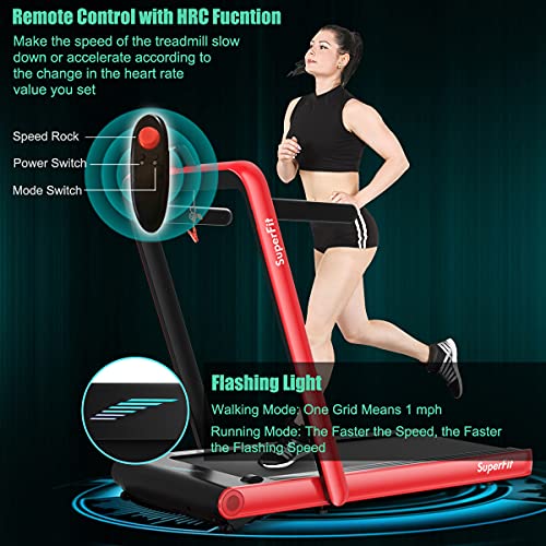 Image of GYMAX Walking Pad, 4.75HP Under Desk Treadmill with LED Touch Screen, App Control, Built-in Speaker & Handle, 2 in 1 Folding Compact Portable Treadmill for Home Small Space