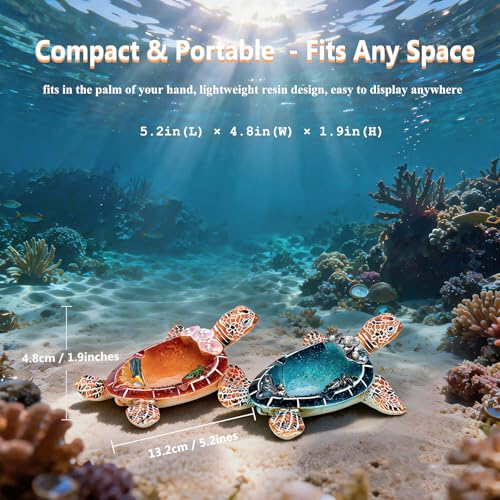 PepFurSt Sea Turtle Figurines-Fish Tank Decorations- Turtle Tank Decorations- Aquarium Decor - Decorative Tray for Holding Small Items (Orange) — view 2