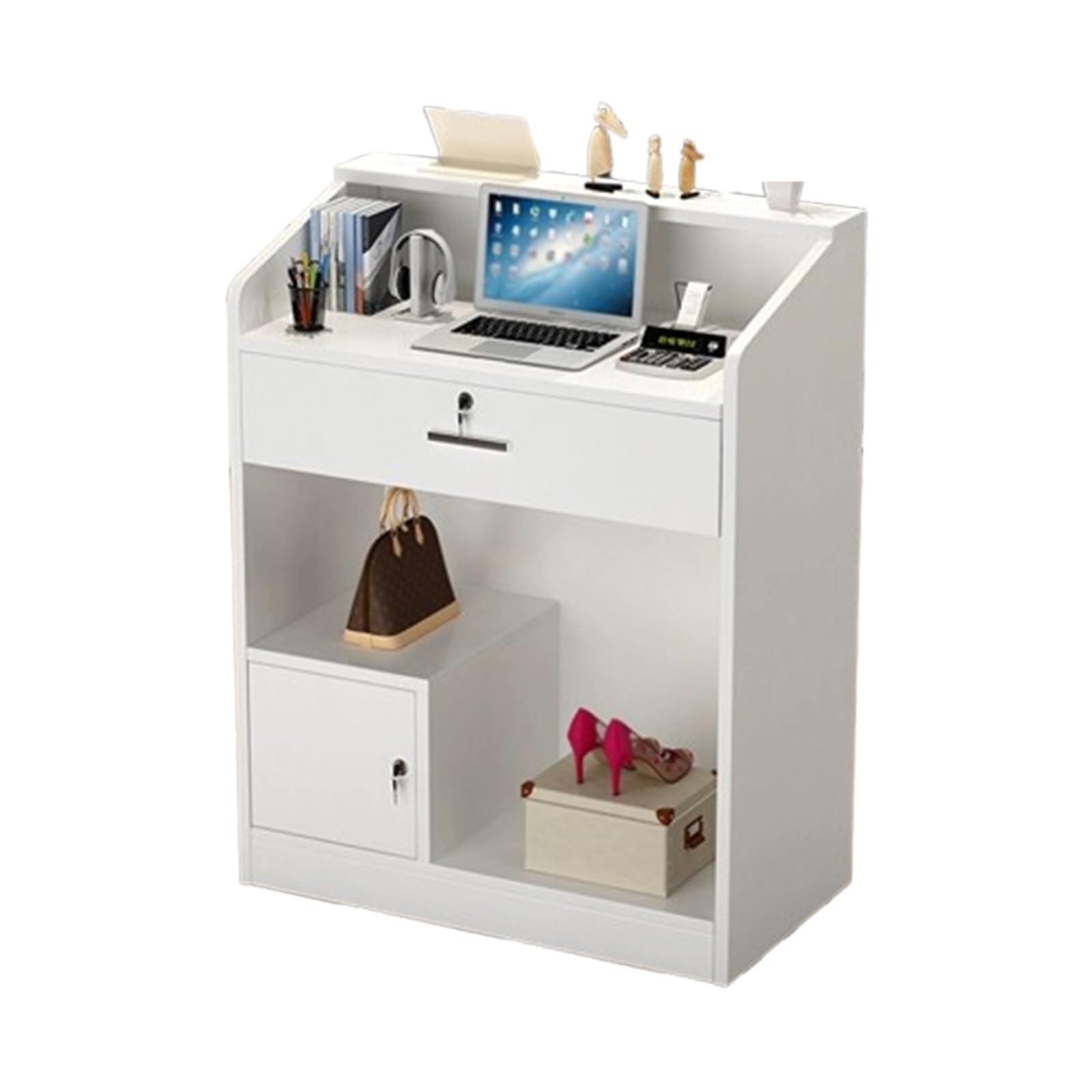Comptoir de réception blanc moderne idéal pour habiller l'entrée d'un spa chic