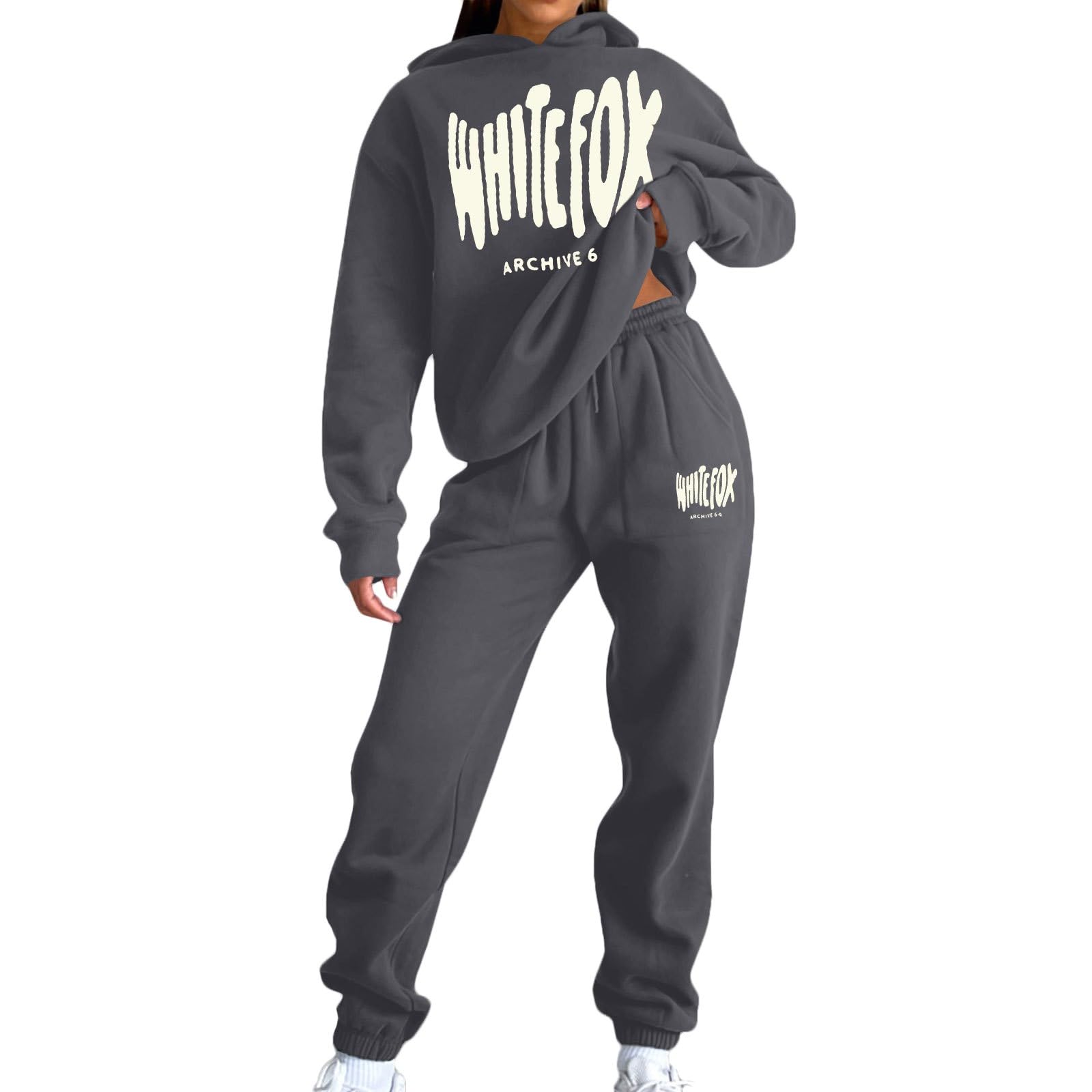 GenericTracksuit Womens Full Set 2 Piece Oversized Outfit - Long Sleeve Pullover Hoodie and Loose Sweatpants Jogging Pants women Activewear Sportwear Running Walking Hiking Track Suit