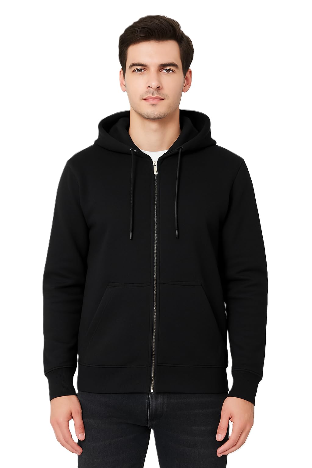 Buy SHIVRAL Men's Full Zip Hoodie, Black, Long Sleeve Sweatshirt