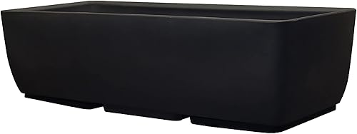 RTS Home Accents - Maceta rectangular de 36 x 15 pulgadas para jardinerĂa interior o exterior, color negro RTS Home Accents - Maceta rectangular de 36 x 15 pulgadas para jardinerĂa interior o exterior, color negro