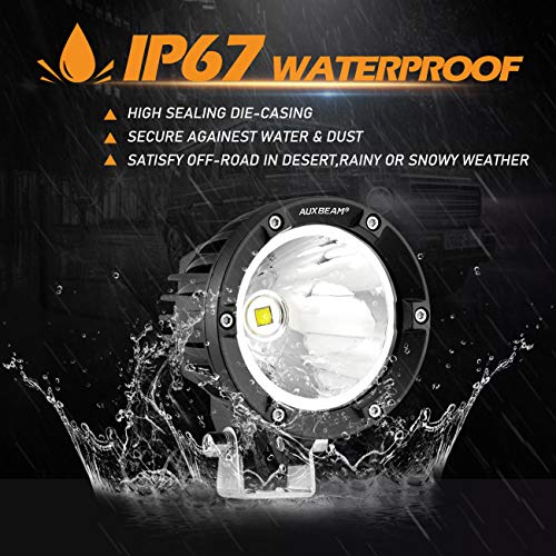 image for Auxbeam 4 Inch 72W Round Offroad Lights 2PCS 7200LM LED Pod Lights Spo