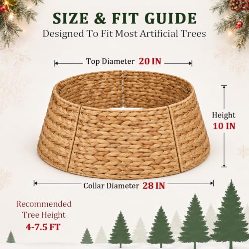 Christmas Tree Collar 28 Inch, Woven Rattan Tree Skirt for Artificial Trees - image 4