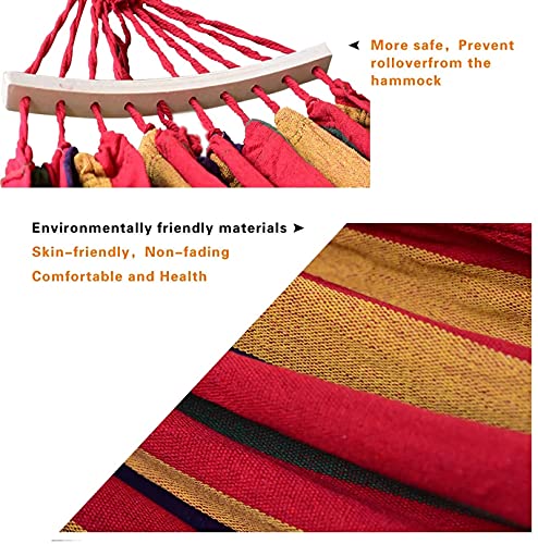 Outdoor Double Hammock, Portable Cotton Canvas Hammock For 2 Person, Max Load Is 450Lbs With Carry Bag, Tree Strap And Rope, Porch, Garden, Outdoor/Indoor, Patio And Backyard For Camping #TOP2