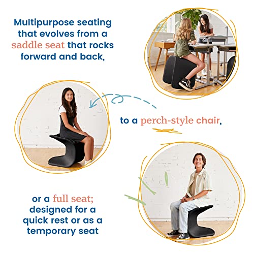 Image of ECR4Kids Wave Seat Perch Stool, 18in - 19.6in Seat Height, Flexible Seating, Black