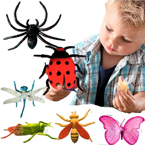 Image of Realistic Insect Toys for Kids 6Pcs Mid Size Reptile Bug Animal Figure Toy for Boys & Girls, Butterfly for 3+ Years Old Boys, Girls, Prank Items for Kids and Children(MID Insect)