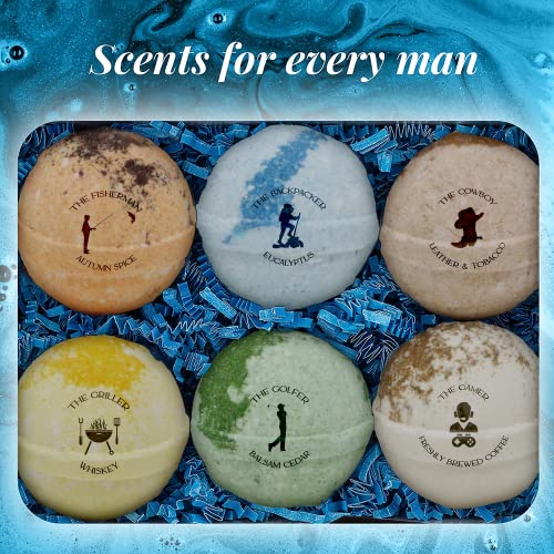 Mr. Bomb - Soothing Bath Bombs For Men Set, Bath Bombs For Well Deserved Bath Relaxation, Bath Bomb Gift Set, 6 Tennis Ball Size (5Oz) Bath Bombs With Masculine Scents (Bath Bomb Gift Box) #TOP1