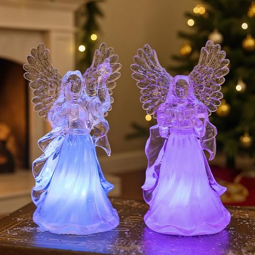Weihnachtsdeko Engel Figur, Weihnachtsengel Figuren mit LED Bunte...