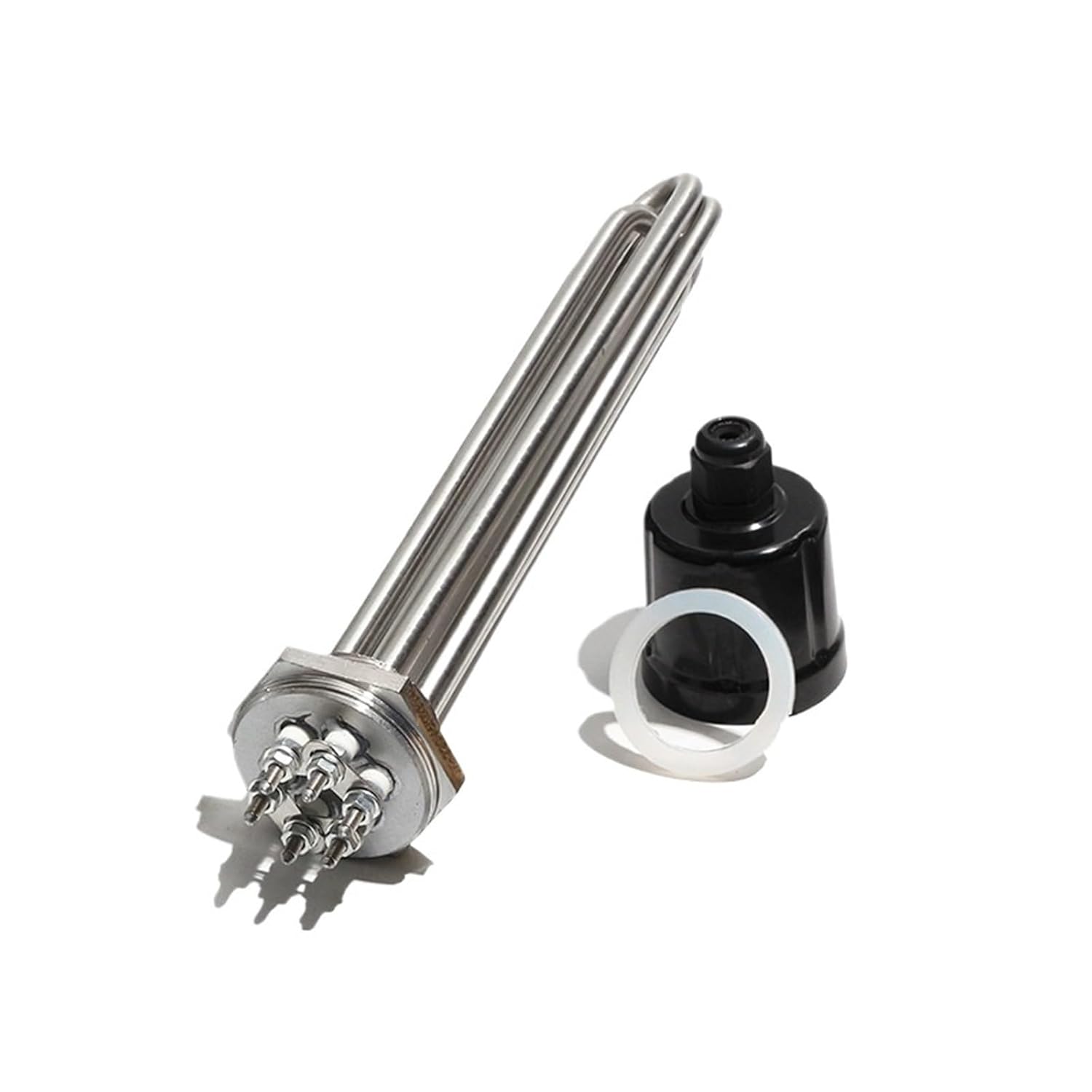 G1 1/2" Thread Solar Electric Immersion Water Heating Element 220V 380V SS304 Resistance 3KW 6KW 9KW 12KW with Adapter(No accesory,220V_6KW 250MM)