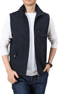 HSQIBAOER Men Summer Plus Size Sleeveless Vest Multi Zipper Pocket Outdoor Photographer Waistcoat Detachable Vests