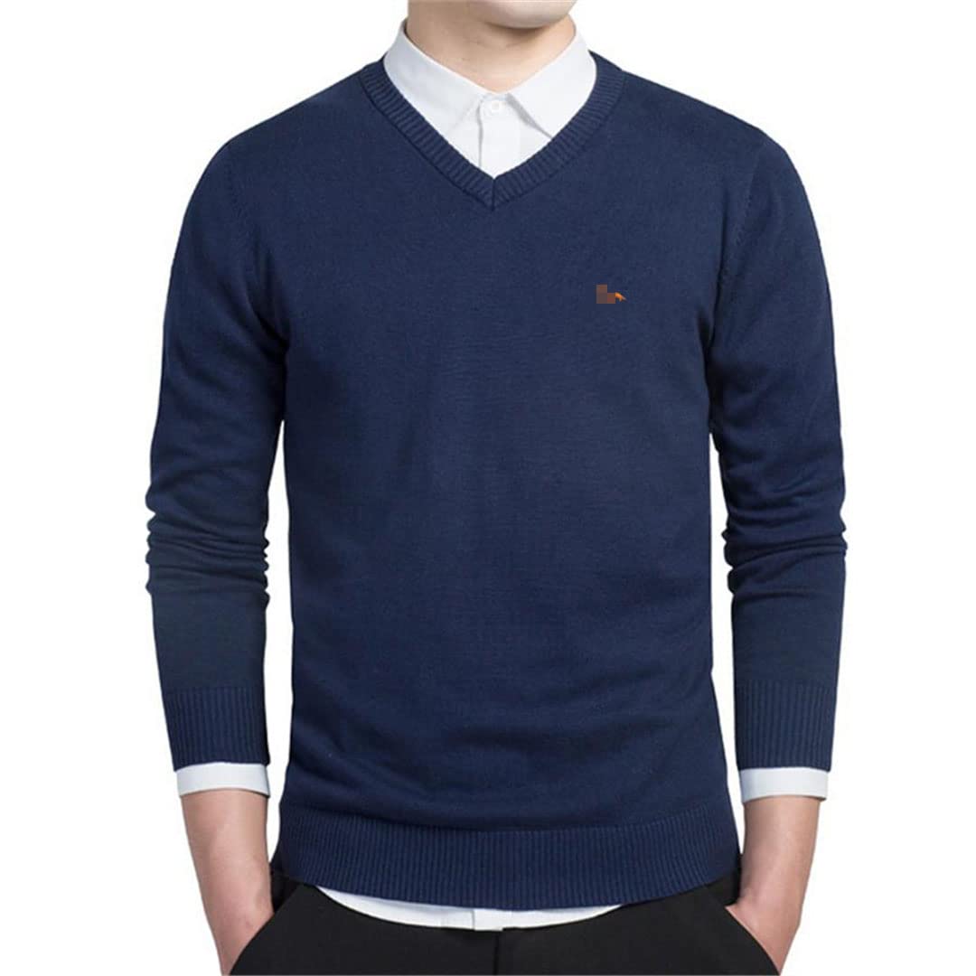 Inverno Uomini Casual Scollo A V Solido Mantenere Caldo Maglione Manica Lunga Maglioni, Bue, XL