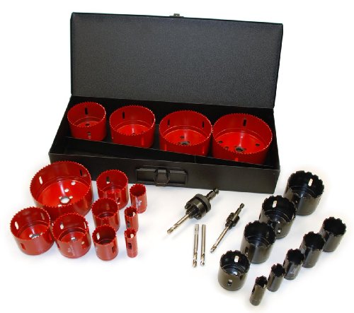 Flash Deals - 60% OFF MK Morse AVPLU01 Plumbers Combination Hole Saw Kit 13 Bi-Metal Hole Saws (AV) And 9 Carbide Grit Hole Saws (ATCG) Arbors Included In Kit