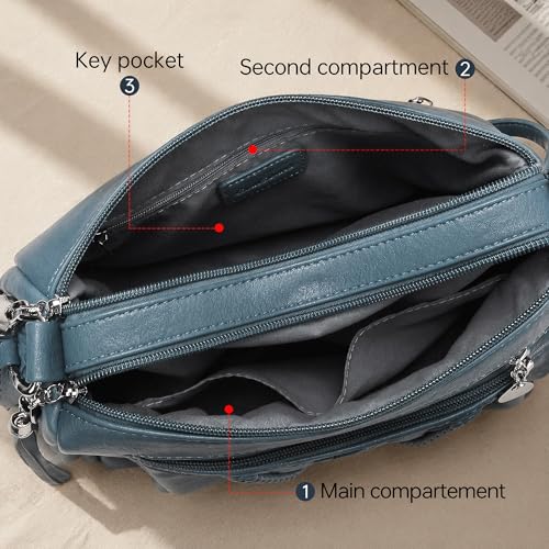 Image of Crossbody Purses for Women Pocketbooks Soft PU Leather Crossbody Bags Multi Pocket Shoulder Bag