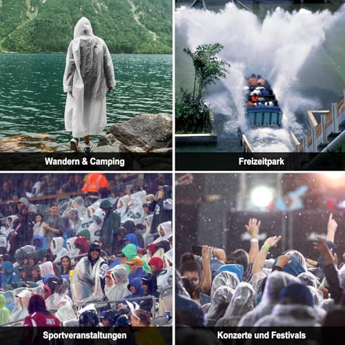 Newbyinn 2 Stück Regenponcho Damen Herren Wasserdicht, Regencape Regenmantel Regen Poncho Cape Festival Wandern Faltbar Weiß