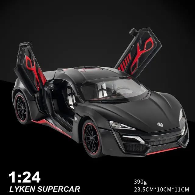 Image of DEOXY 1:24 Diecast Lykan Hypersport Pull Back Toy Car With Openable Doors & Light,Music Boys Gifts Toys For Kids,Multicolor