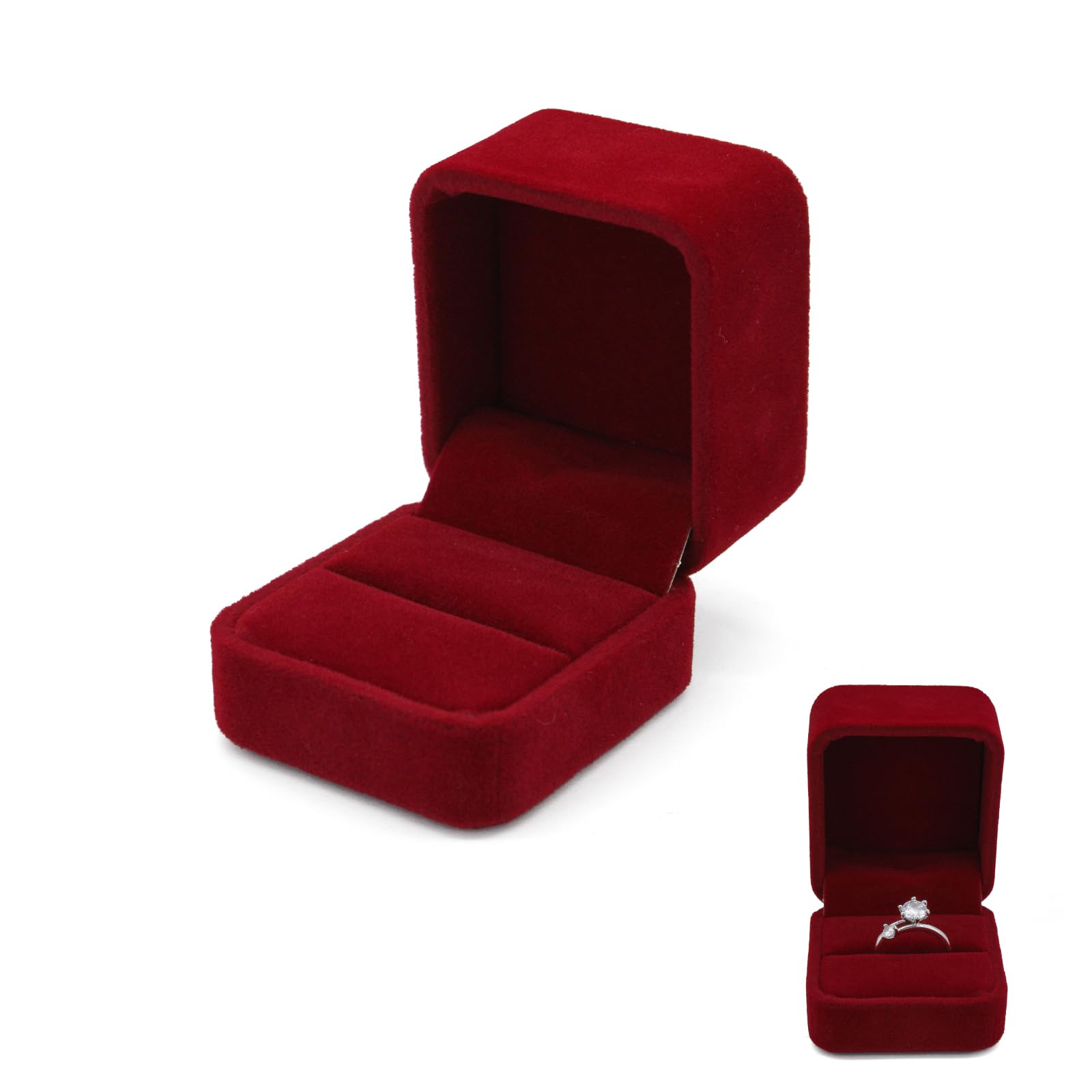 WisePoint WisePoint Caja Anillo, Caja Anillos Boda de Terciopelo Caja Anillo Compromiso Único, Organizador Anillos para Compromiso, Propuesta de Matrimonio, Boda, Ceremonia, San Valentín (Rojo)