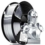 Geeetech Silk PLA Filament 1.75mm for 3D Printer, Metal-Like Shiny 3D Filament 1kg (2.2lbs) 1 Spool, Dimensional Accuracy +/- 0.02 mm, Metallic Silver Silk Filament
