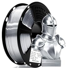 Geeetech Silk PLA Filament 1.75mm for 3D Printer, Metal-Like Shiny 3D Filament 1kg 2.2lbs 1 Spool, Dimensional Accuracy +/- 0.02 mm, Metallic Silver Silk Filament
