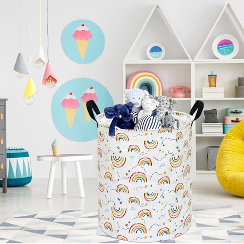 Image of Round Laundry Hamper Storage Basket Fabric Material Storage Hamper Organization Basket, Storage Bin, Gift Box with Handles for Room