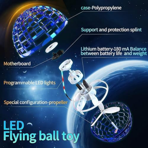 Image of Magic Flying Orb Ball Toy for Kids Boys Girls Adults | RGB Lights, Hand Controlled Boomerang Spinner, USB Rechargeable, 360 Rotating Flying Fidget