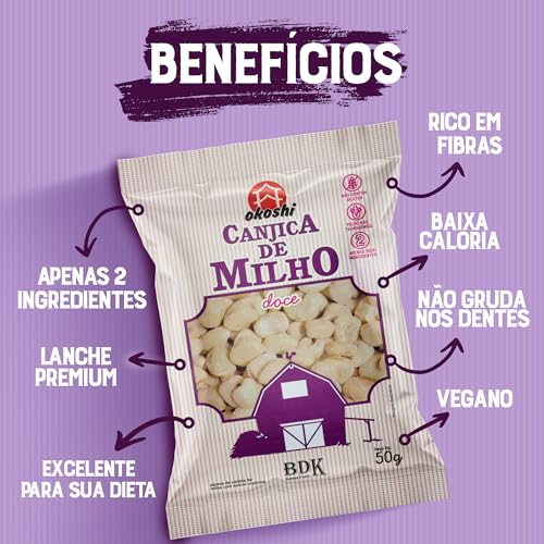 OKOSHI - Canjica de Milho com Açúcar Orgânico - Pipoca Saudável, Snacks Saudáveis de Baixa Caloria,