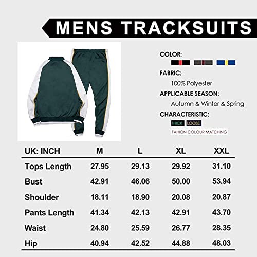 Toloer Men's Side Stripe Zipper Jacket Drawstring Waistband Tracksuit Dark Blue Medium #TOP5