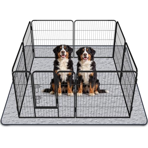 Image of LOOBANI 2 Pack Extra Large Washable Pee Pads for Dogs 72 inchx72 inch, Gray | Non-Slip Reusable Dog Mat, Super Absorbent & Waterproof Whelping Pads For Floor, Bed, Incontinence, Housebreak, Leak-Proof