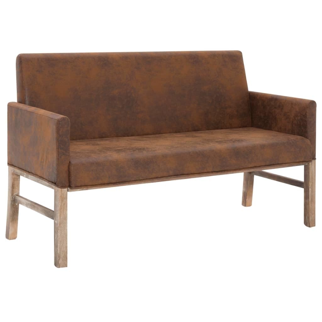 Banc Capitonné Similicuir 113 Cm - Pieds Métal, Marron Rouge - Pour Chambre, Entrée, Salon
