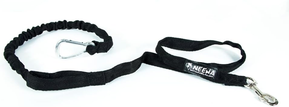 Neewa Tug Line with Bungee, Skijoring tug line, Bikejoring, Skijoring, Hands Free Dog Leash, Dog Joring, Tow Line, Designed to run one or More Dogs with a Bicycle or skis (2.0-2.5m (6.5-8.0ft), Black)