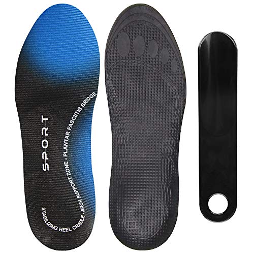 Ambielly Support de l'arche Semelles orthopédiques - Inserts de chaussures Pour la fasciite plantaire - Confort Semelles Pour Hommes femmes (L - Hommes 44-45 | Femmes 44-46, Blue/Black)