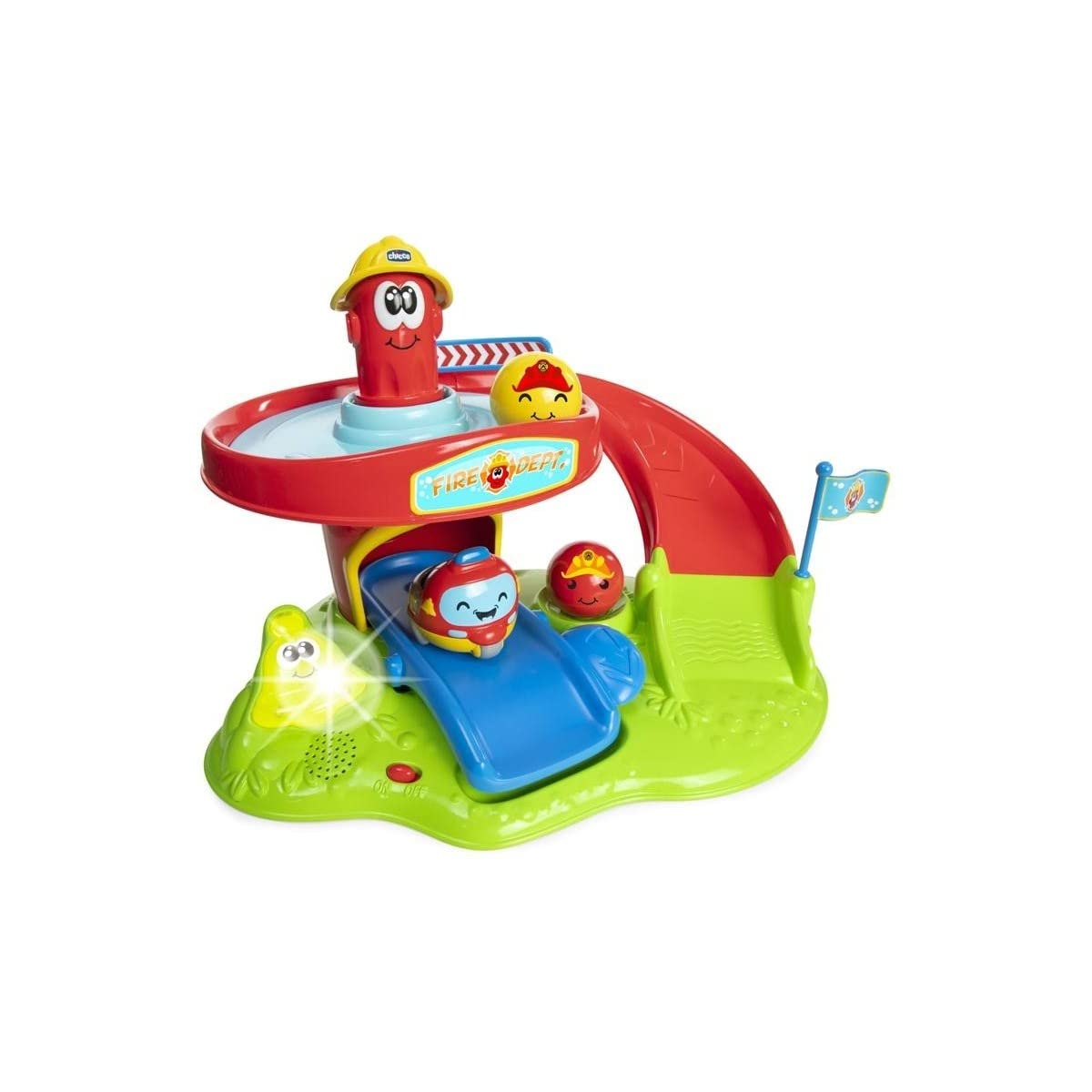 Chicco - Elektroniczna straż pożarna, centrum aktywności, dla mini pojazdów Turbo Ball i piłek, kolor, średni (ARTSANA 00010758000680)