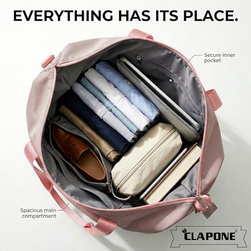 Image of CLAPONE 41 Litre Expandable Nylon Travel Bags for Women /Duffle Bags for Women Luggage /Foldable Vanity Travelling Handbags /Waterproof Hand Bag for Ladies Personal Items (Duffle Bag Pink)