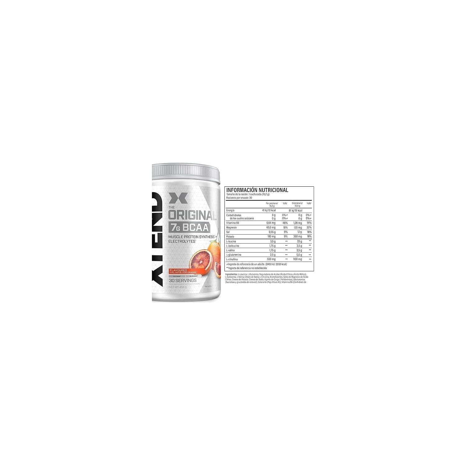 Poudre XTEND Original aux BCAA - orange sanguine | complément alimentaire aux acides aminés ramifiés | 7 g de BCAA + électrolytes pour récupération et hydratation | 30 portions