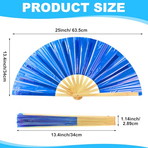 Image of Maitys Large Rave Fan Folding Handheld Fans 13'' Clap Fans for Line Dancing Clack Fan Holographic Festival Accessory for Martial Art Gift Performance, Includes 2 Pouch