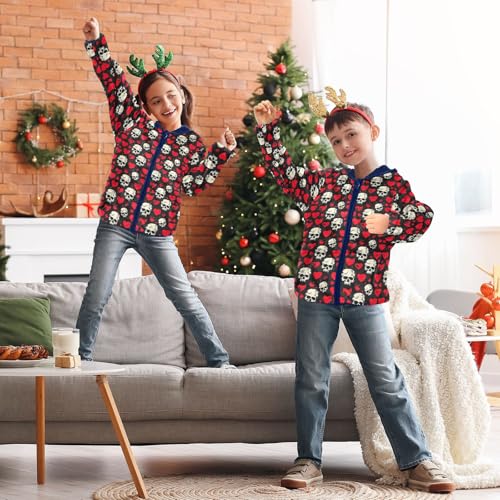 Skull Hearts Boys Fleece Coat,Children's Zip-Up Hoodie Jacket,Baby Warm Fashion Outerwear 3-10T,A113337 5
